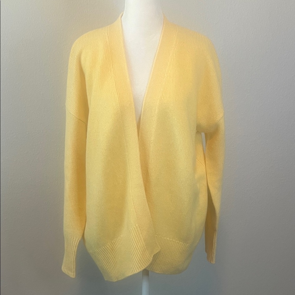 Magaschoni Cashmere Open Front Cardigan Butter Yellow Size Medium